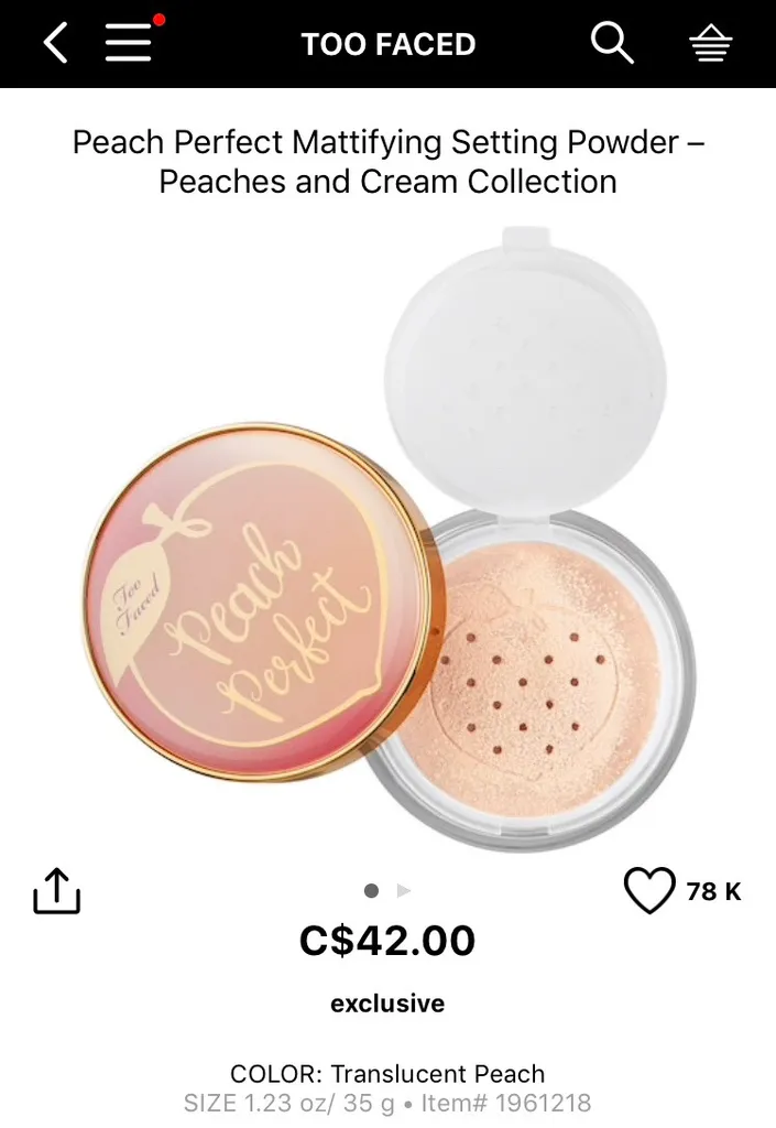 Brand New Too Faced Perfect Peach Powder photo 1