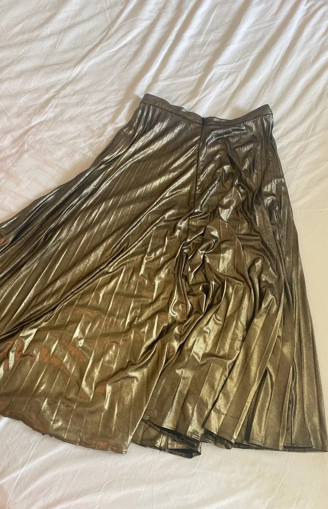 Long Gold Pleated Skirt photo 1