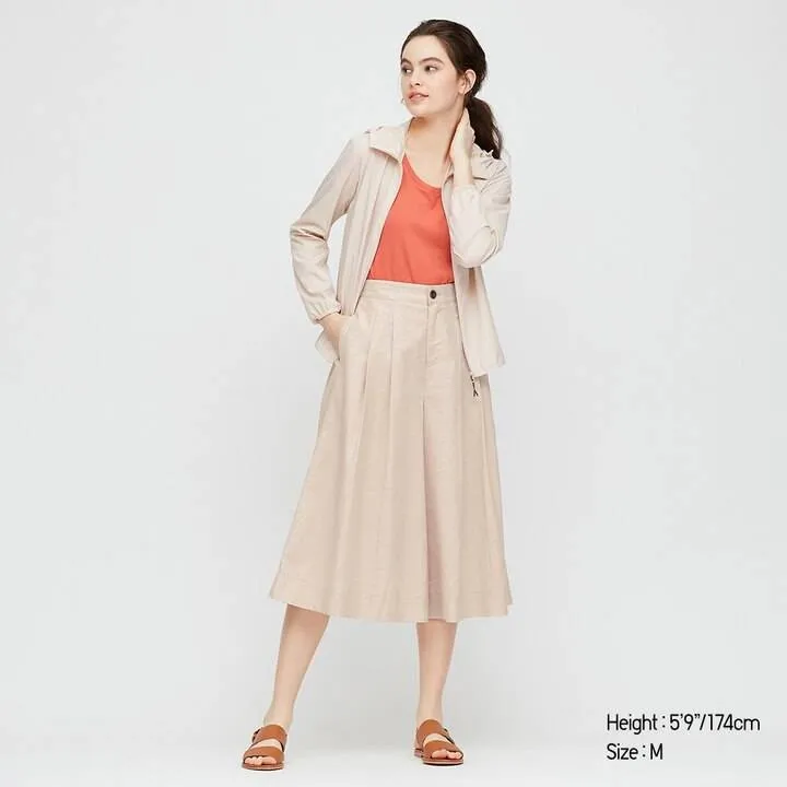 Uniqlo Linen Cotton Wide Cropped Pants Beige (XS) photo 1