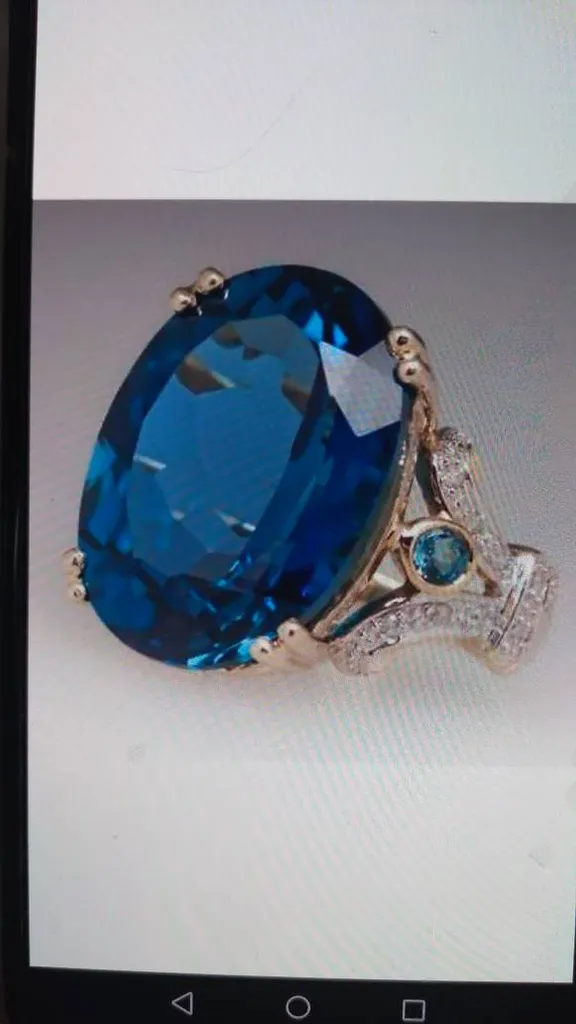 Huge AAAA SAPPHIRE Gold Plated Ring With CZ photo 1
