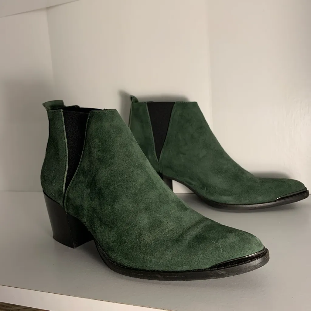 Green Suede Booties photo 1