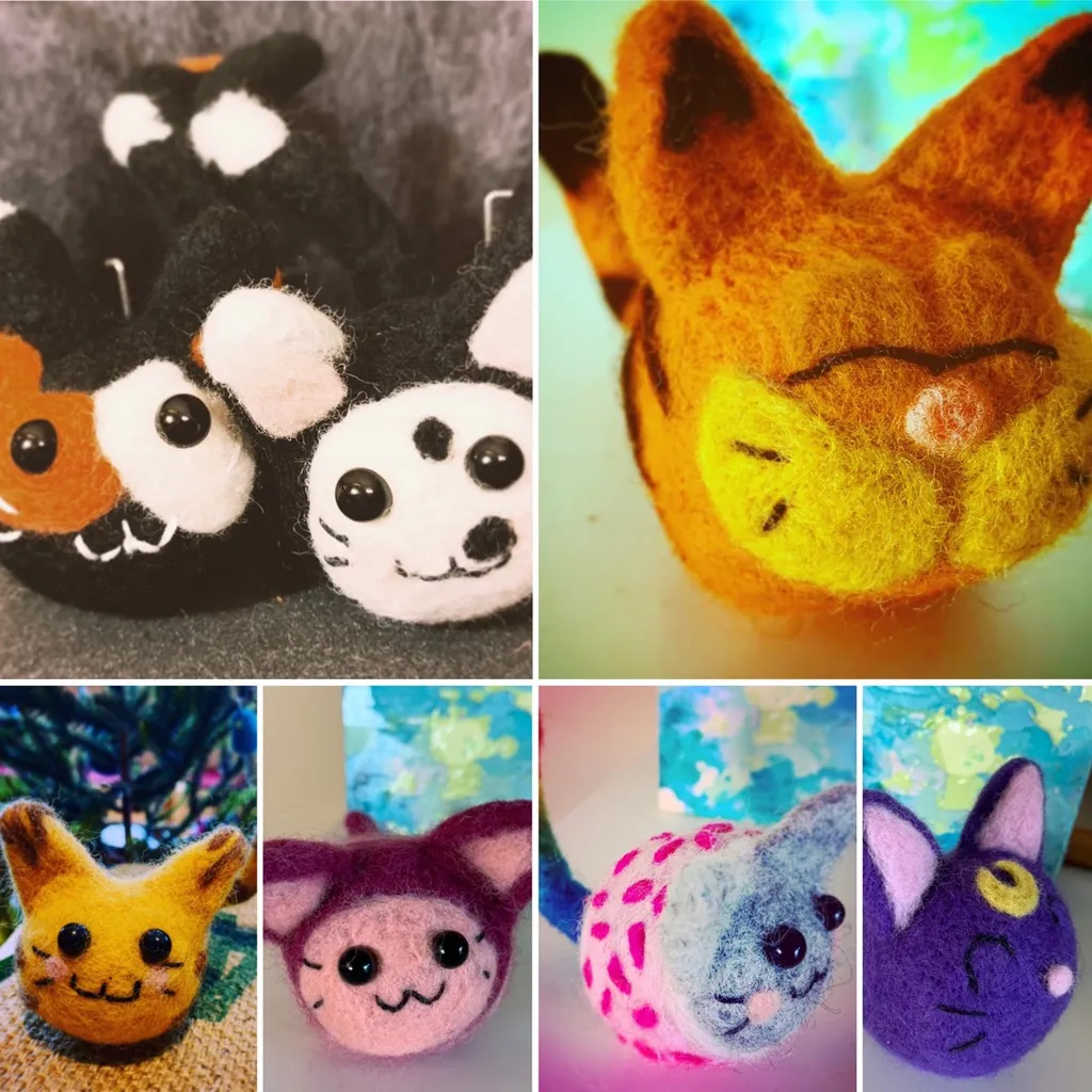 Handmade Wool Felted Cats photo 1