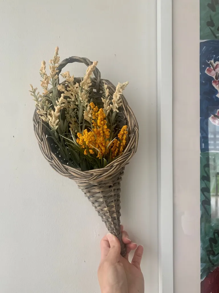 Fall Basket With Faux Flowers photo 1