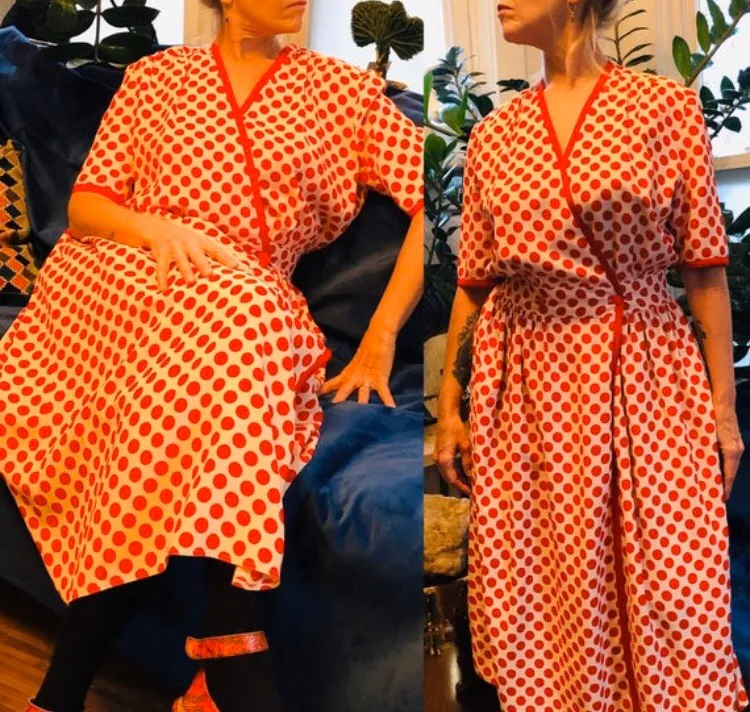 Carrascal couture Paris 1950s red and white polka dot crepe  ... photo 1