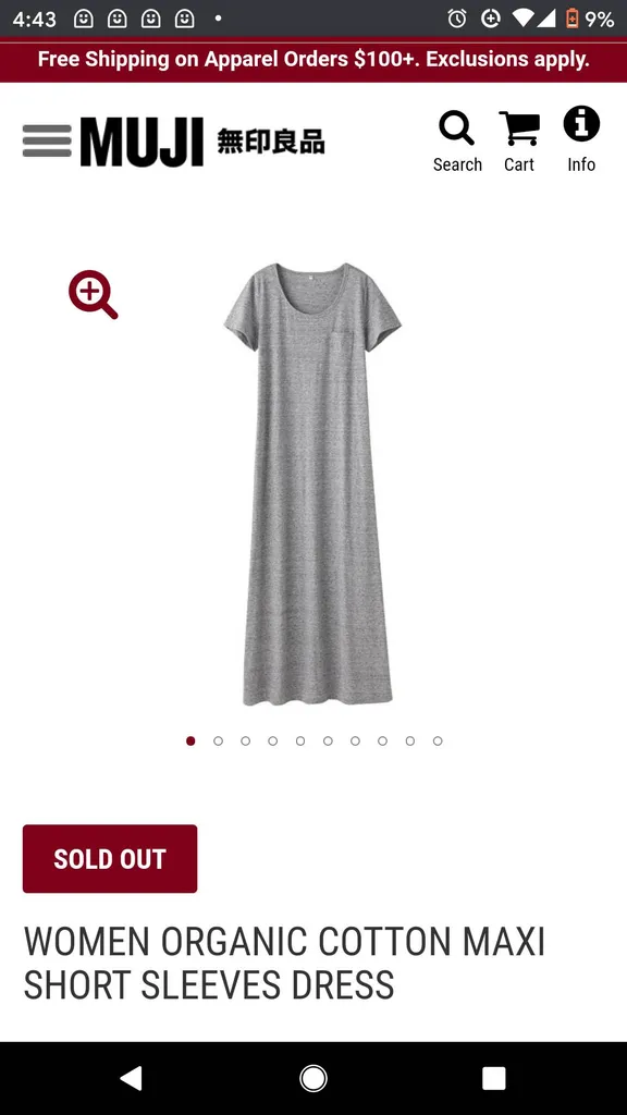 MUJI Organic Cotton Maxi Short Sleeve Dress photo 1