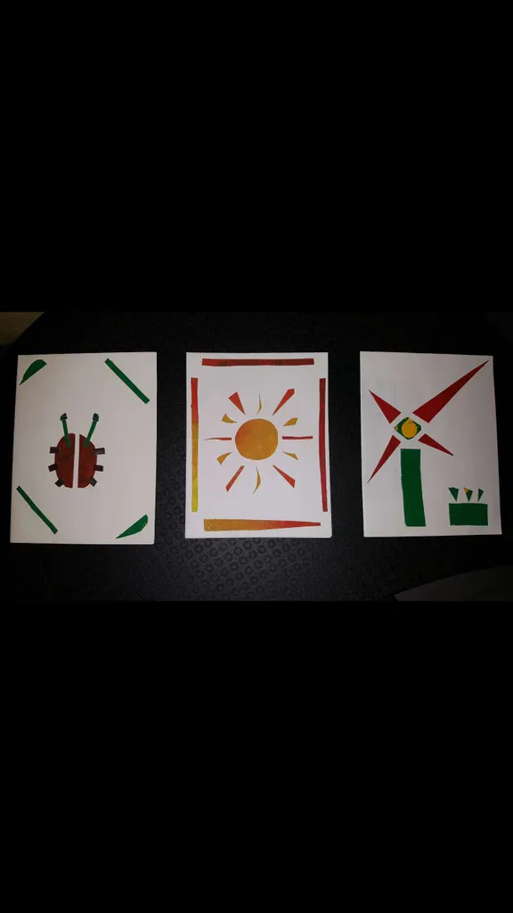 Recycled Art Cards -- made by me long ago -- bug, sun, and fl... photo 1