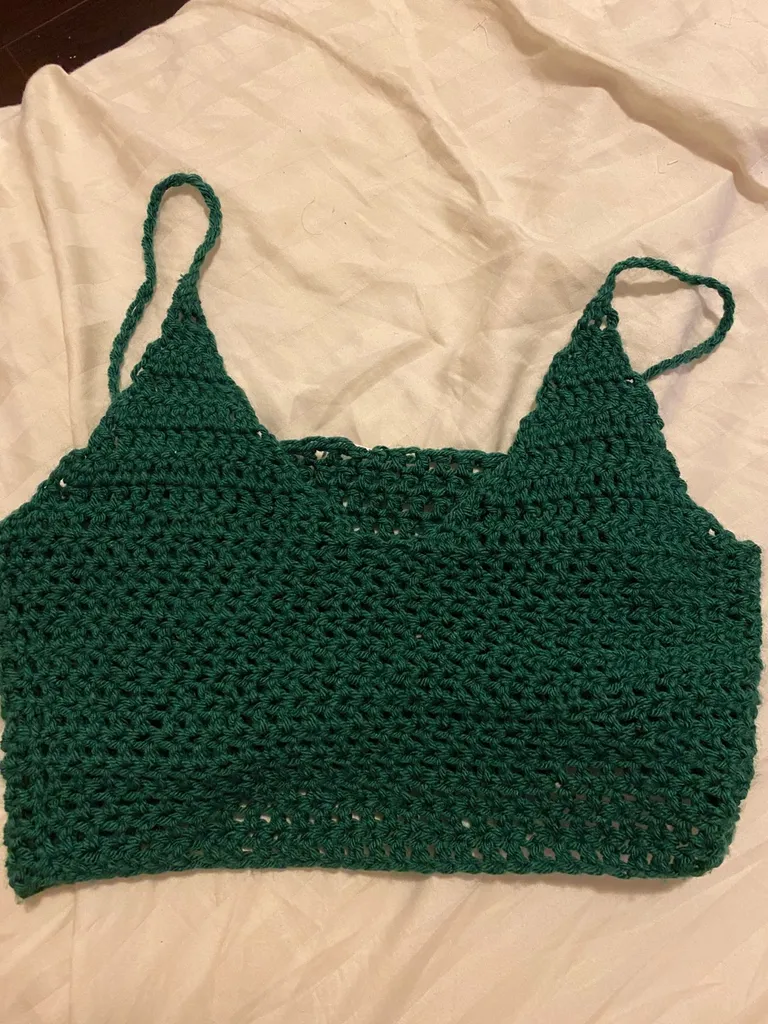 emerald green crochet top photo 1