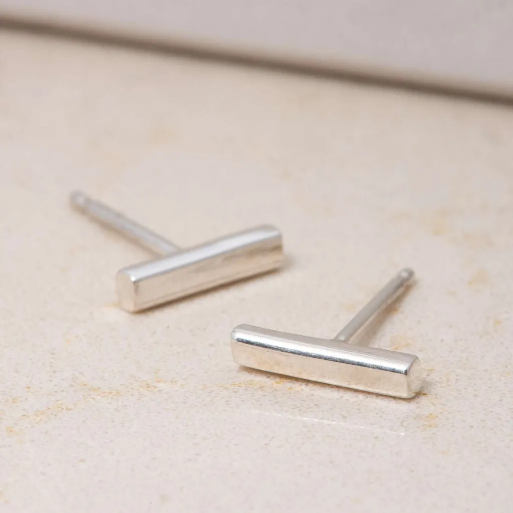Rectangular Studs In White Gold photo 1