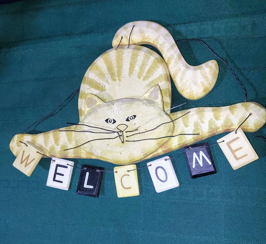 PICKED UP   -Free Cat WELCOME hanging sign photo 1