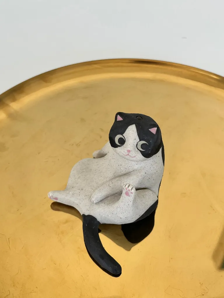 Ceramic Incense Cat Holder Handmade Burner photo 1
