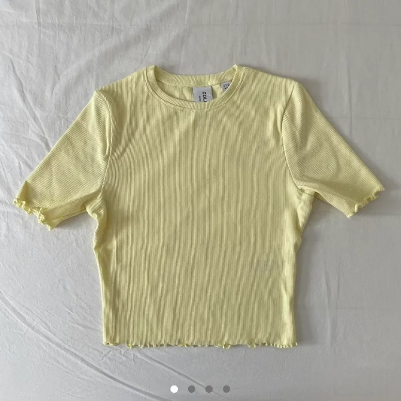 BNWOT Cropped Baby Yellow Ribbed Tee photo 1