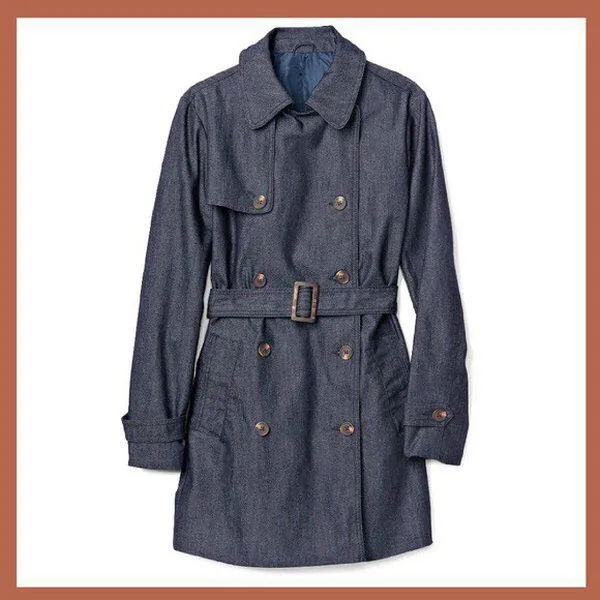 Bnwt Denim Trench Jacket Sz Med photo 1