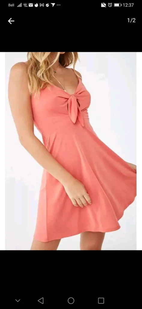 BNWT Peach Tie Front Dress photo 1