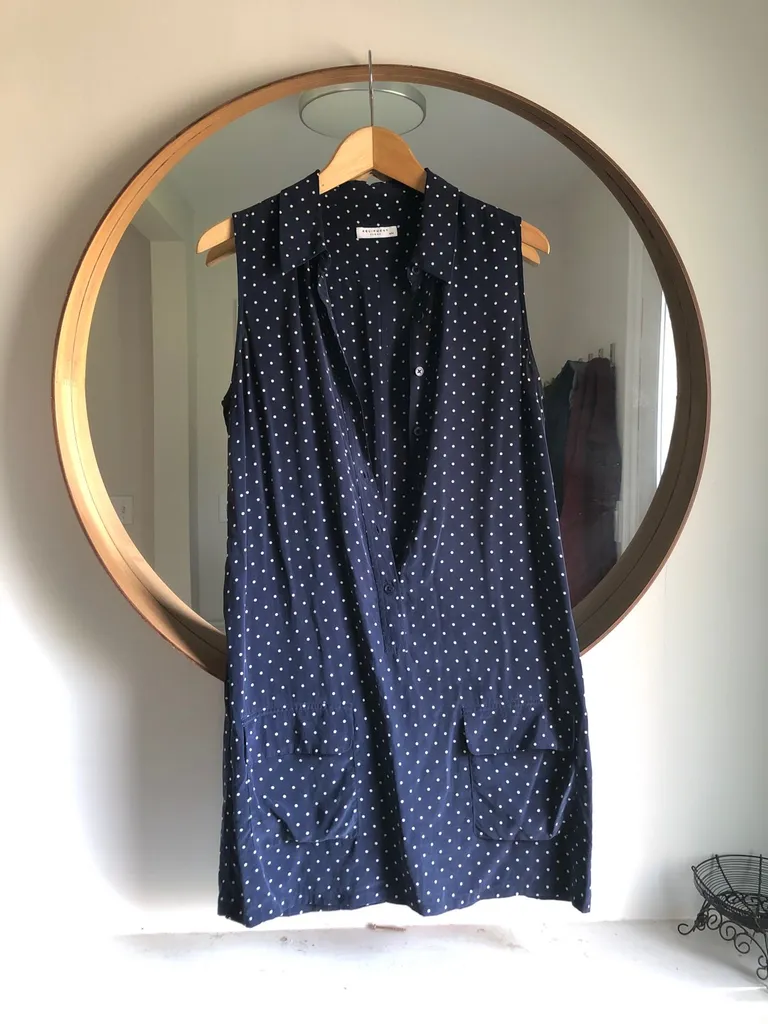 Blue Silk Polka Dot Dress photo 1