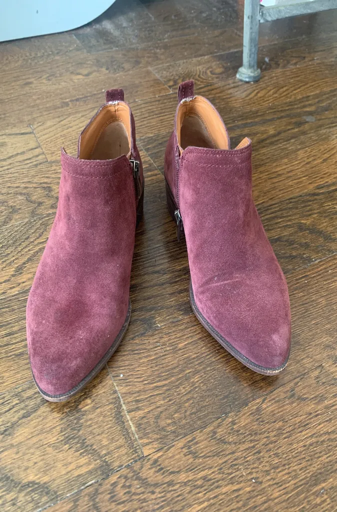 Burgundy Suede Ankle Boots photo 1
