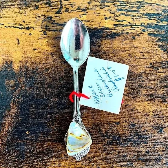 Antique Abalone Shell Teaspoon photo 1