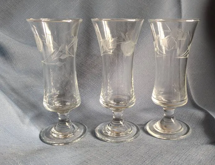 Vintage Etched Parfait Glasses photo 1