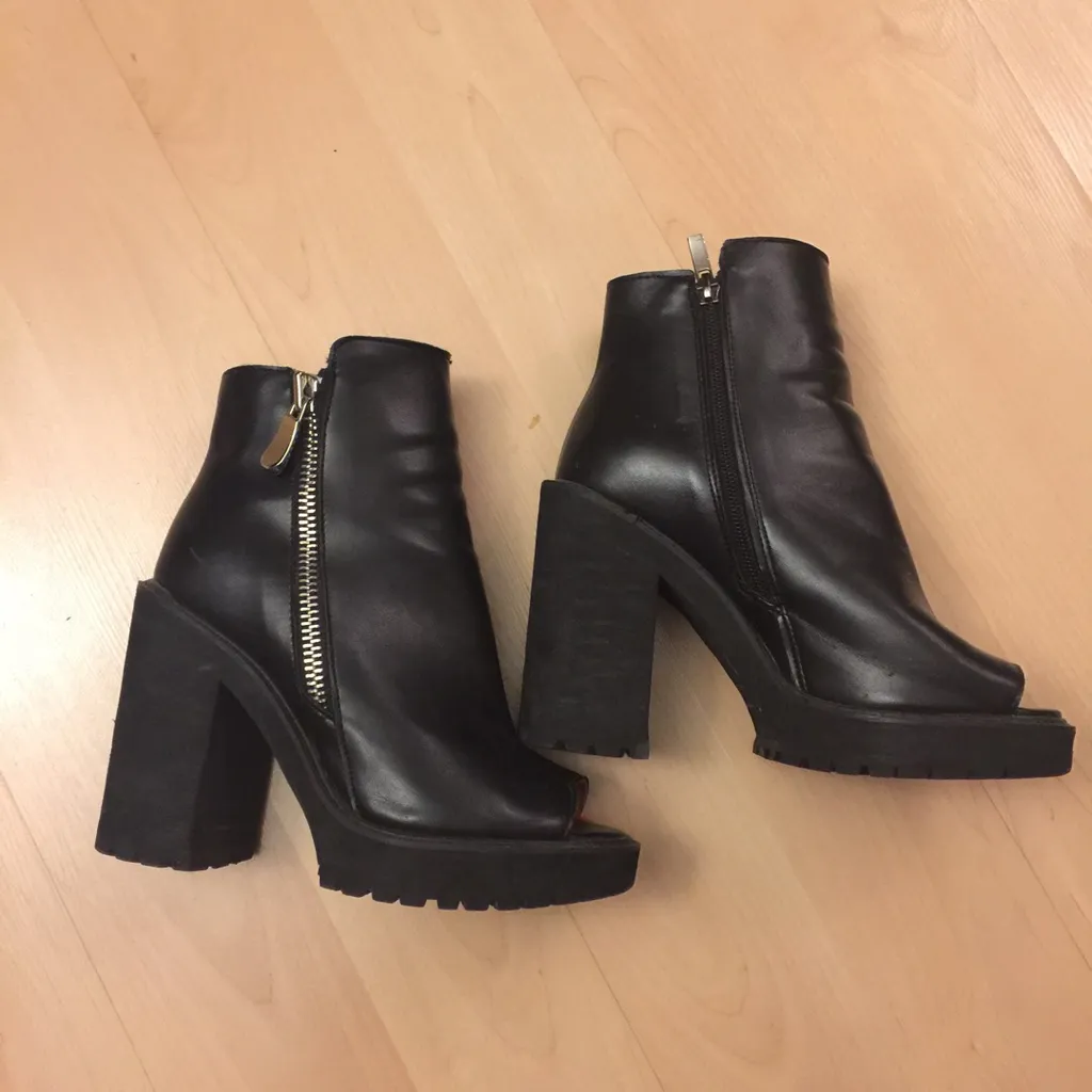 Stacked Peep Toe Boots photo 1