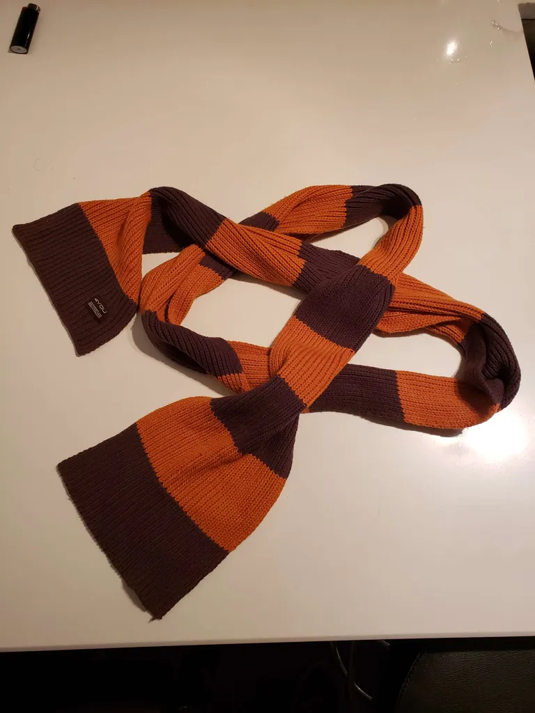 Machine-knit scarf, barely used, retro 70s look orange and br... photo 1