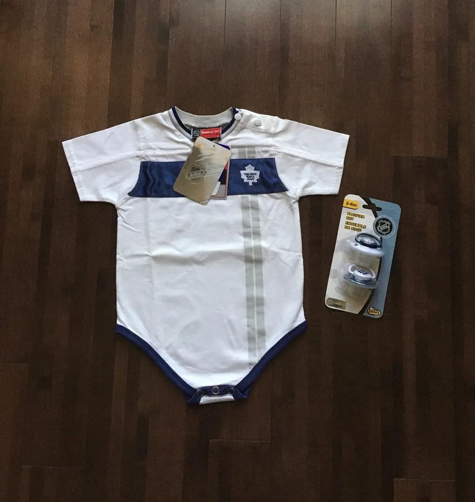 Reebok “Hockey” Toronto Maple Leafs Onesie & Pacifier Set photo 1