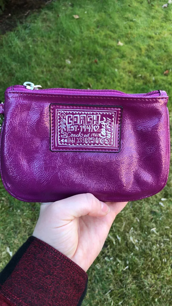 Coach Wristlet Liquid Gloss Small Wristlet In Berry photo 1