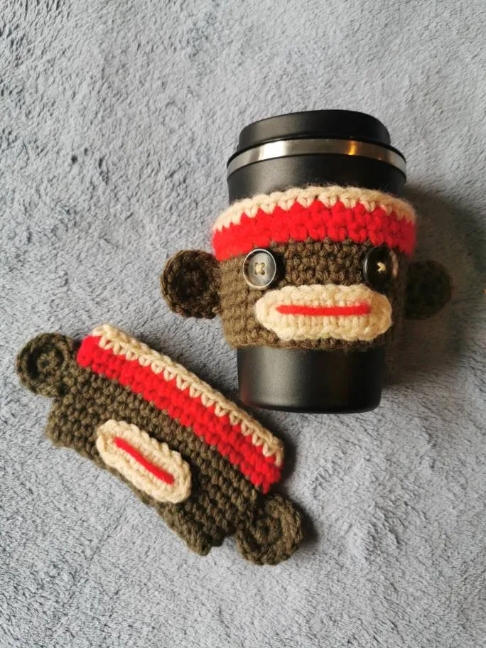 Crochet Sock Monkey Cup Sleeve photo 1