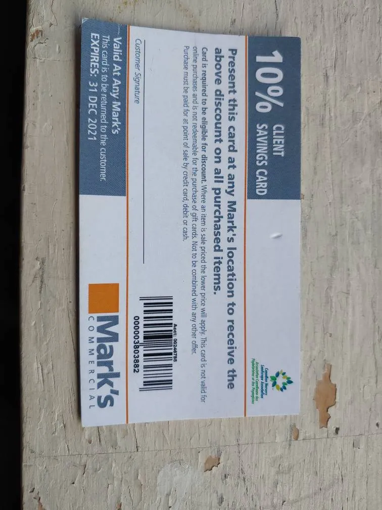 Mark's 10% Discount photo 1