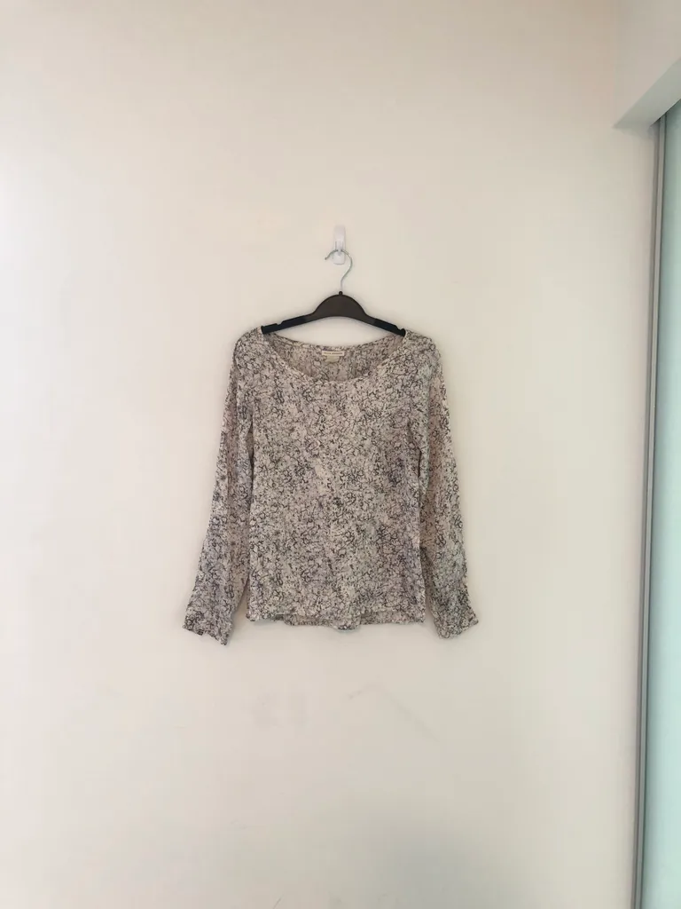 Patterned Black and White Club Monaco Silk Top photo 1