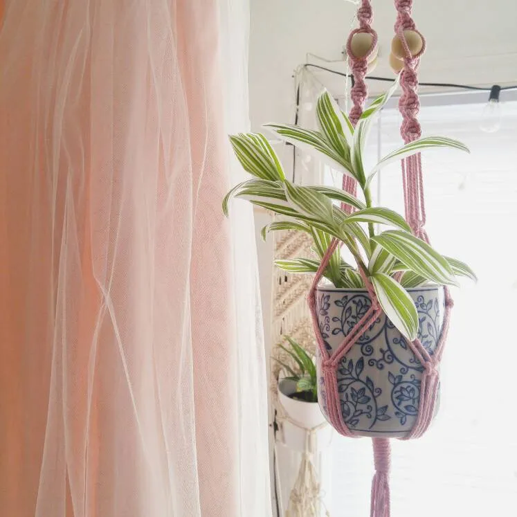 Pink Macrame Plant Hanger photo 1