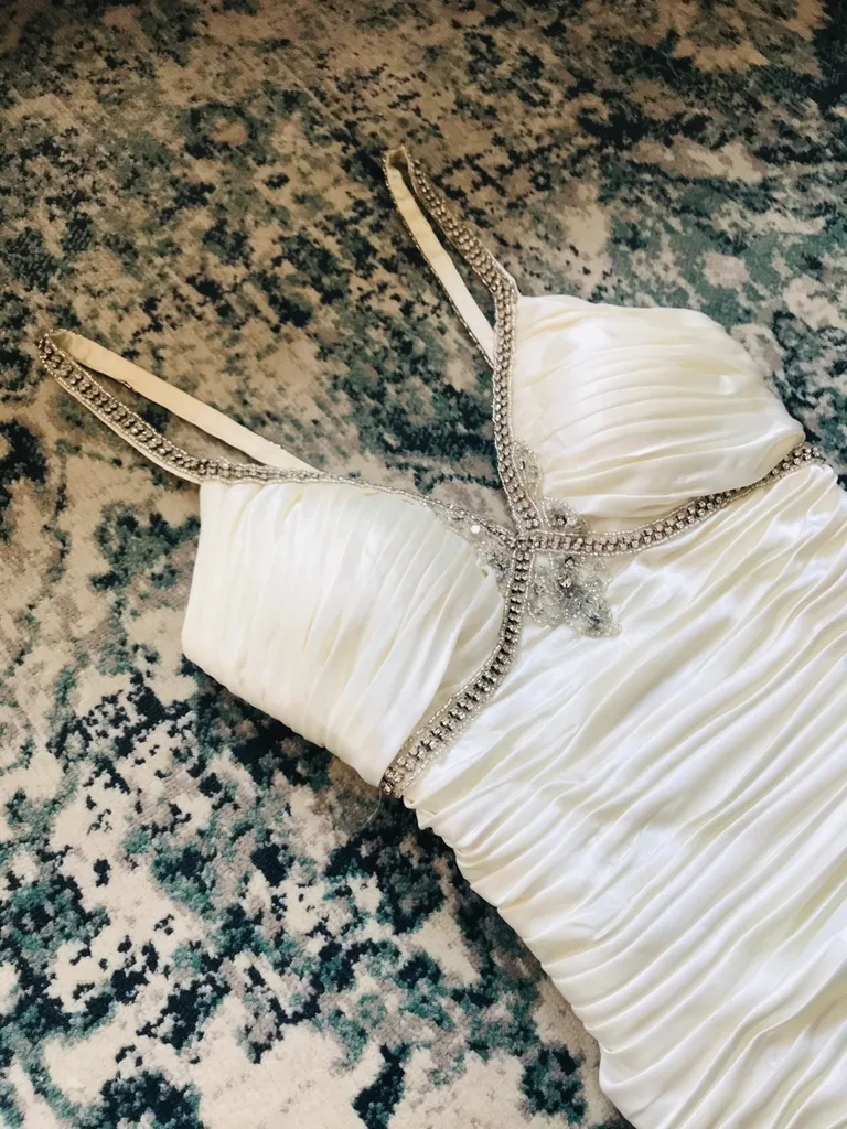 Off-White Satin Evening Dress (Size 2) photo 1