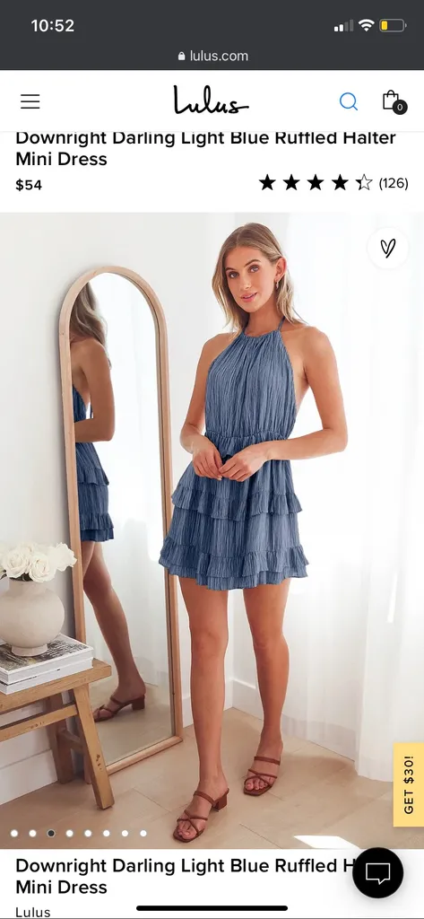 Lulu's Blue Ruffled Halter Dress photo 1