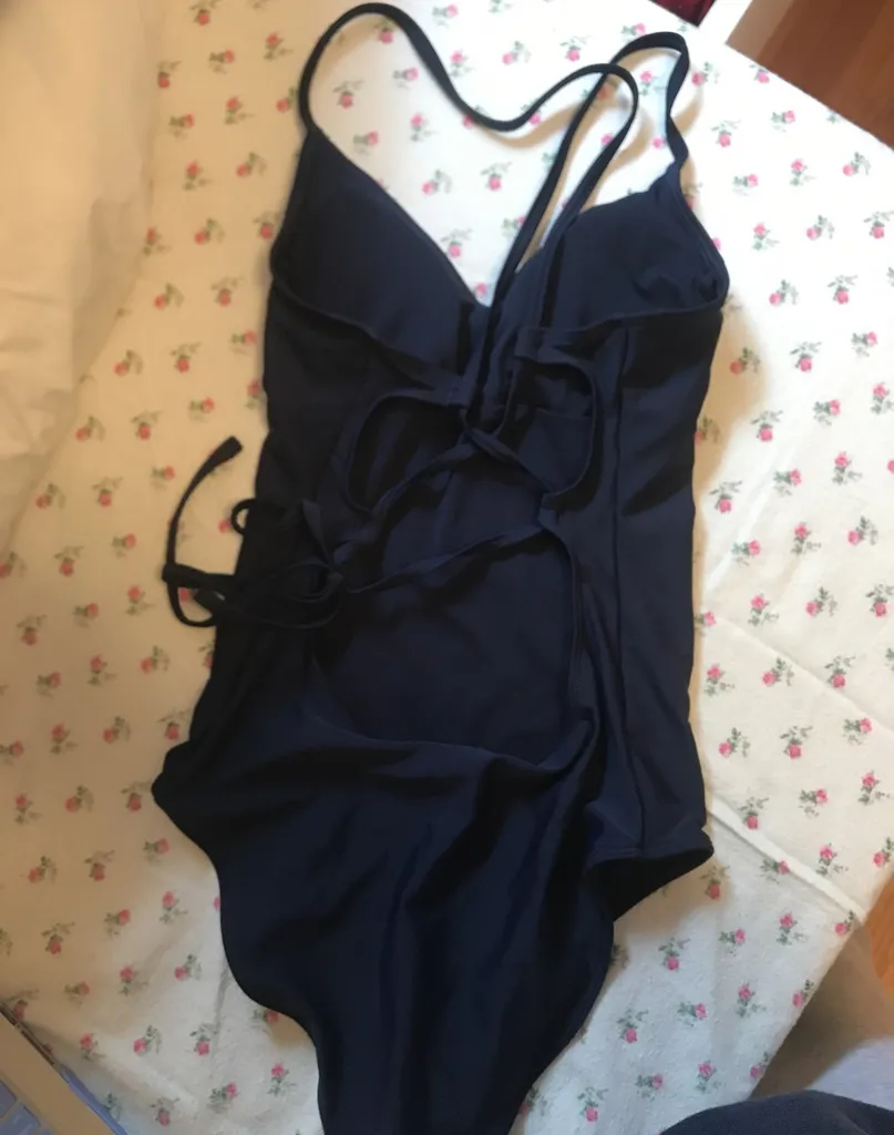 Navy Cross Back Swimsuit One Piece photo 1