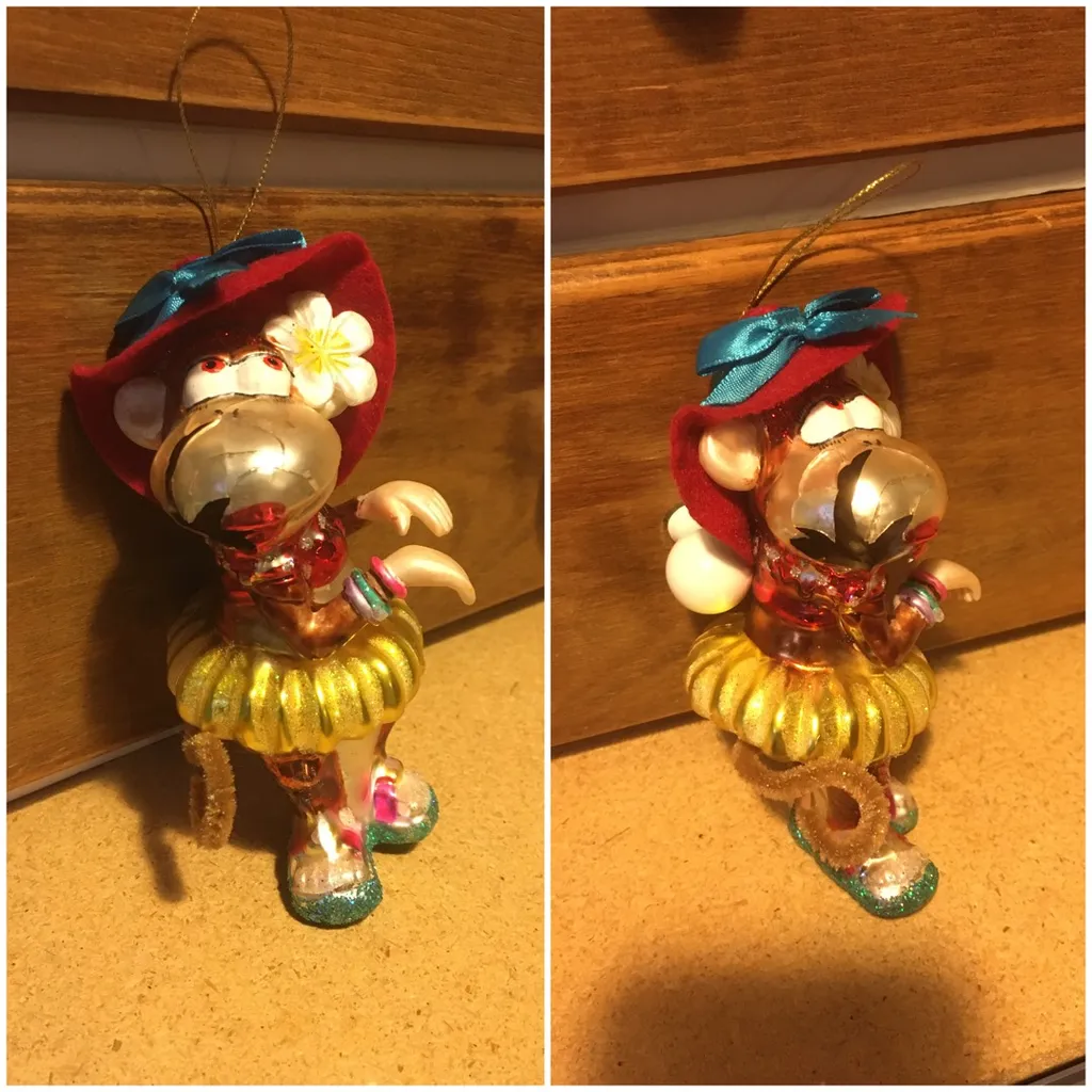 FREE! Glass Hula Monkey Ornament (broken) photo 1