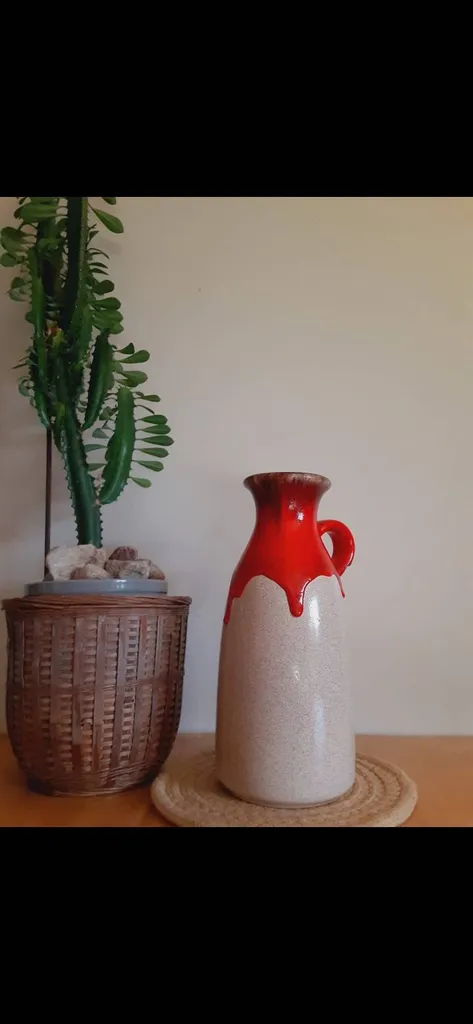 Vintage Fat Lava Drip Glaze  Pottery Jug photo 1