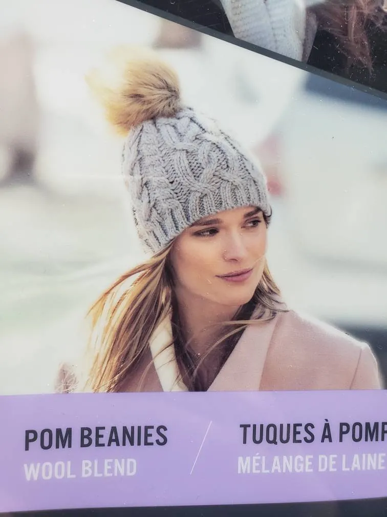 Light Grey Wool Beanie Toque Hat photo 1