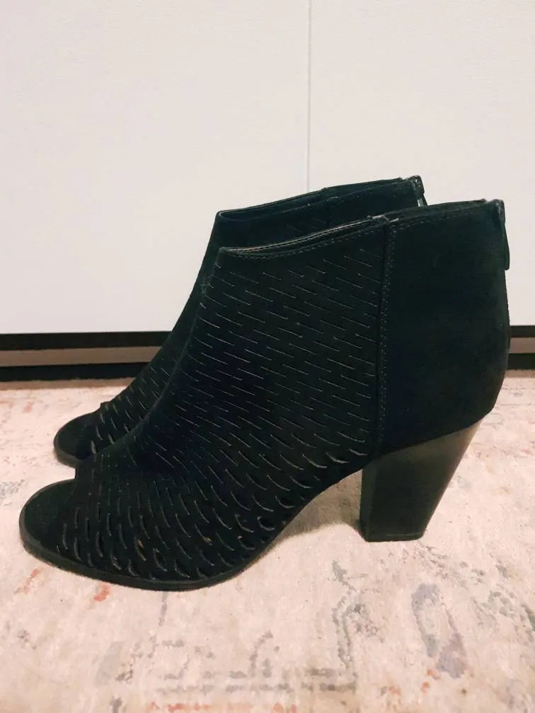 Faux Suede Open Toe Ankle Boots- 8.5 photo 1