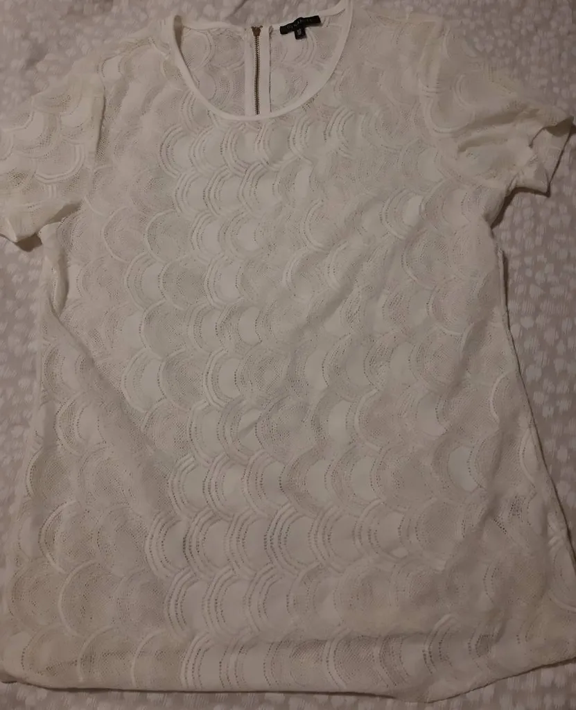 Dynamite White Lace Shirt Size L photo 1