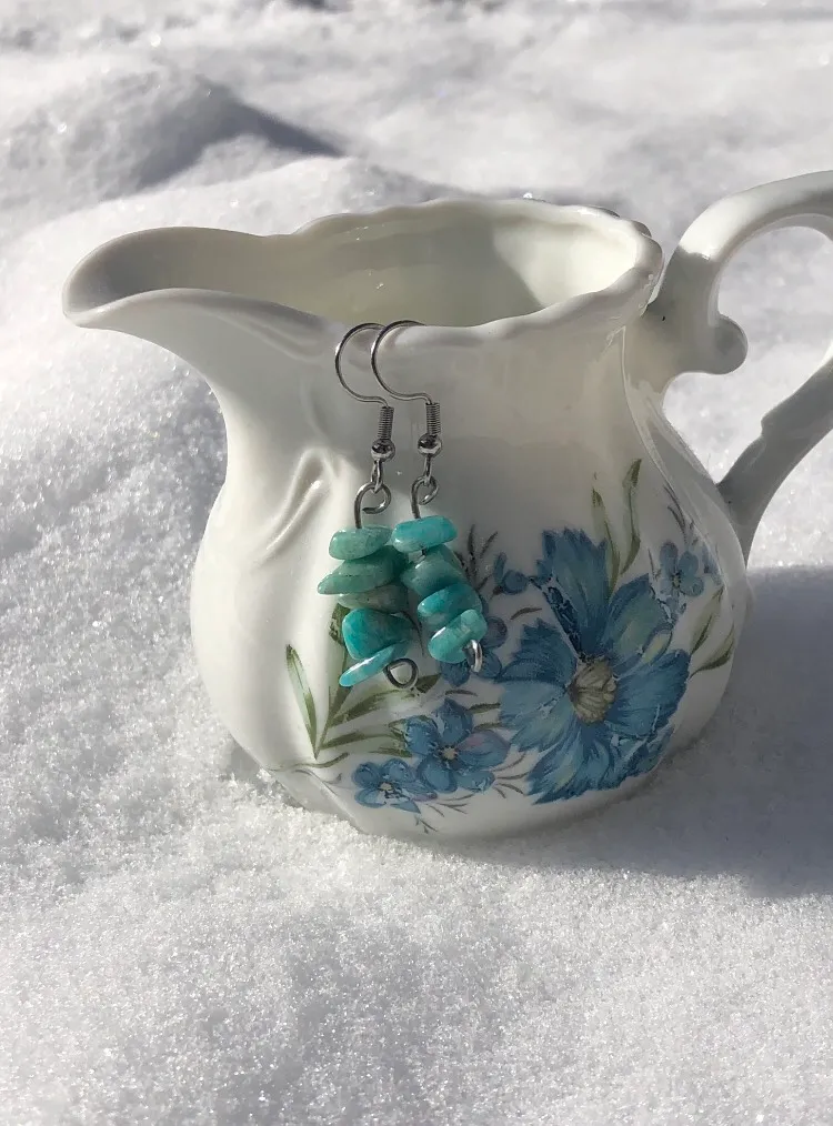 Handmade Blue Stone Bead Earrings photo 1