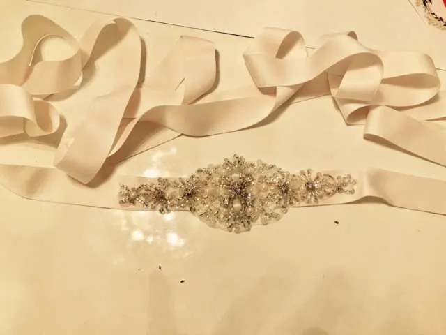 Wedding Dress Ivory Beaded Sash photo 1