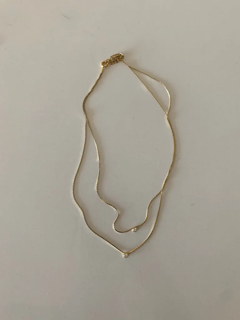 Dainty Double Chain Gold Necklace photo 1