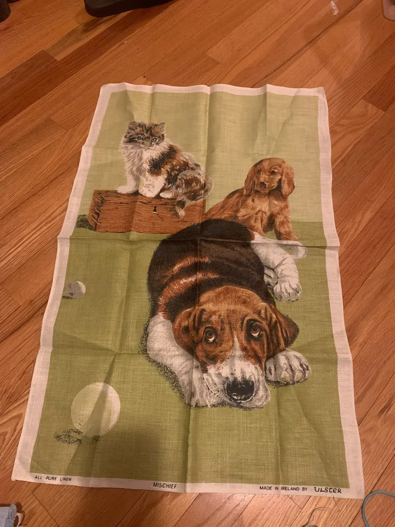 linen dog tapestry photo 1