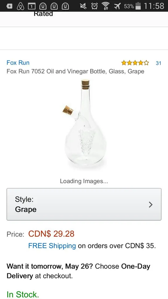 Oil And Vinegar Bottle By Fox Run With Fancy Grape Interior--... photo 1