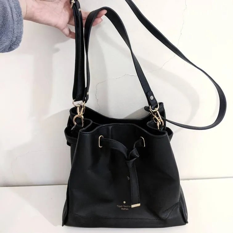 Black Pleather Satchel Bag photo 1