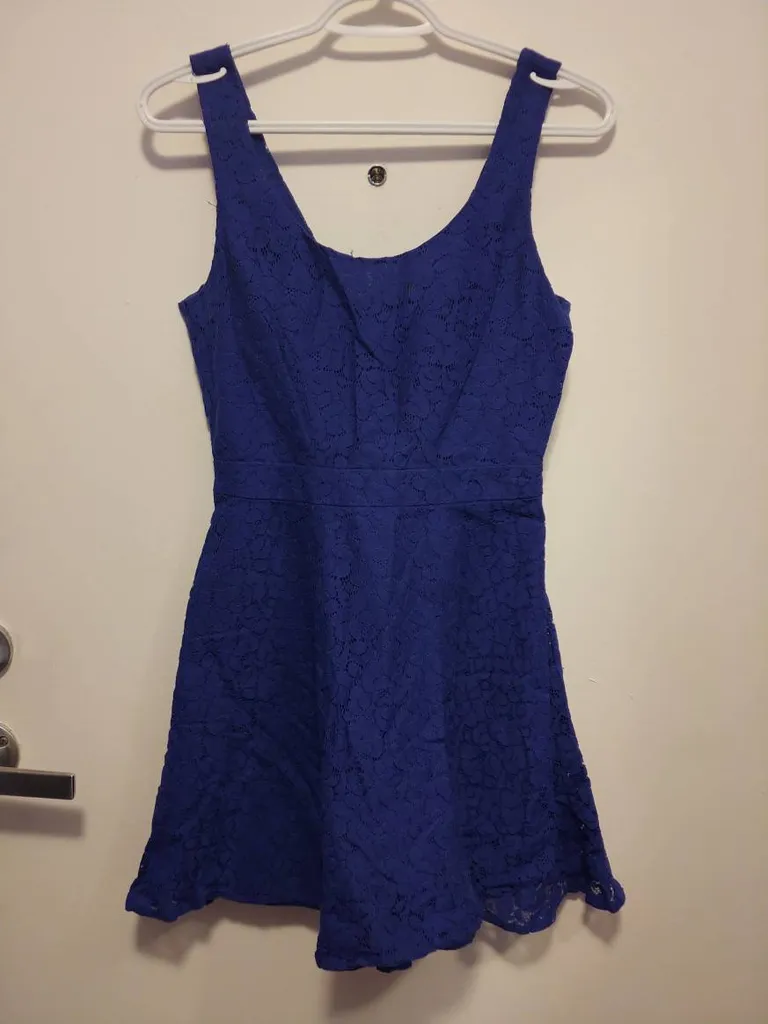 Cobalt Blue Lacey Dress Open Back Dress photo 1
