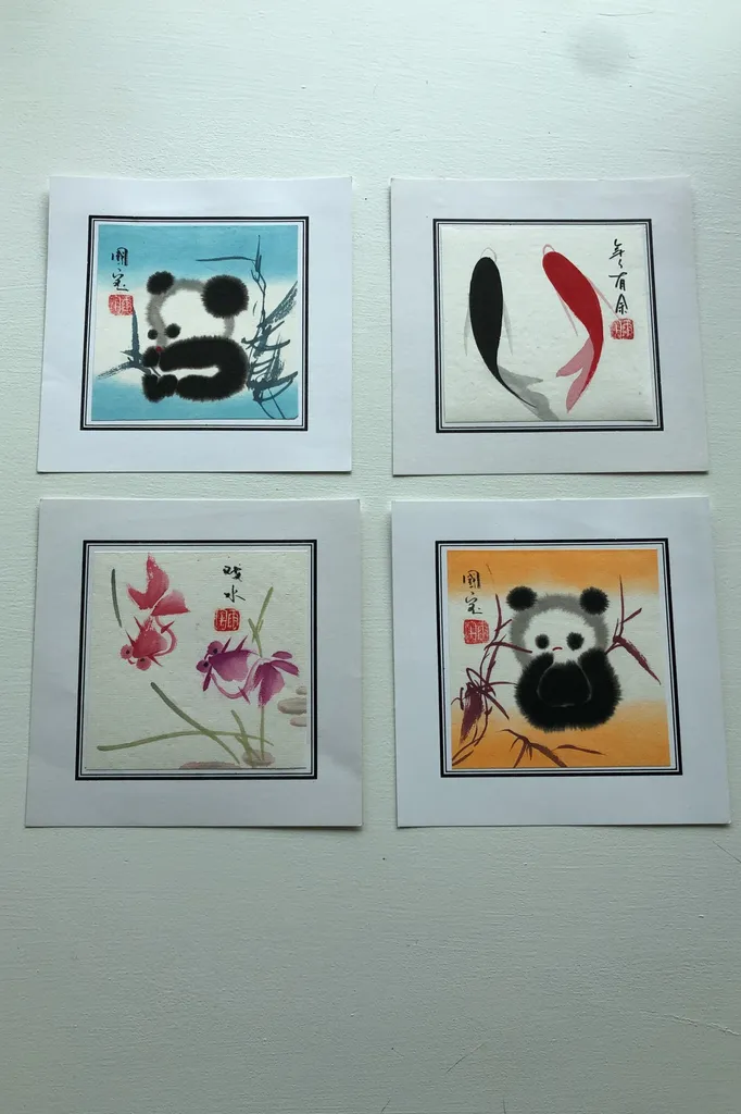 Four Chinese brush paintings photo 1