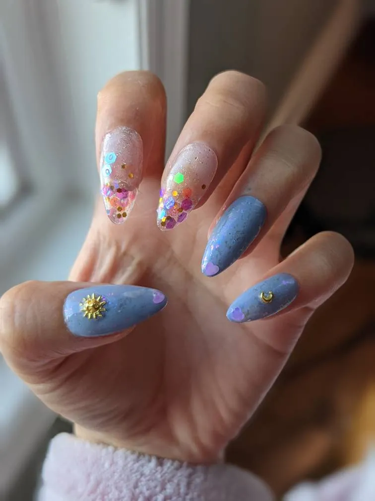 Lavender, Light Purple Celestial Moon and Sun Sparkle Chrome ... photo 1