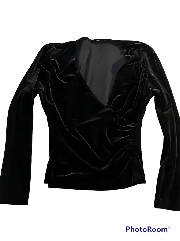 Crossover Wrap Top Black Velvet Large photo 1