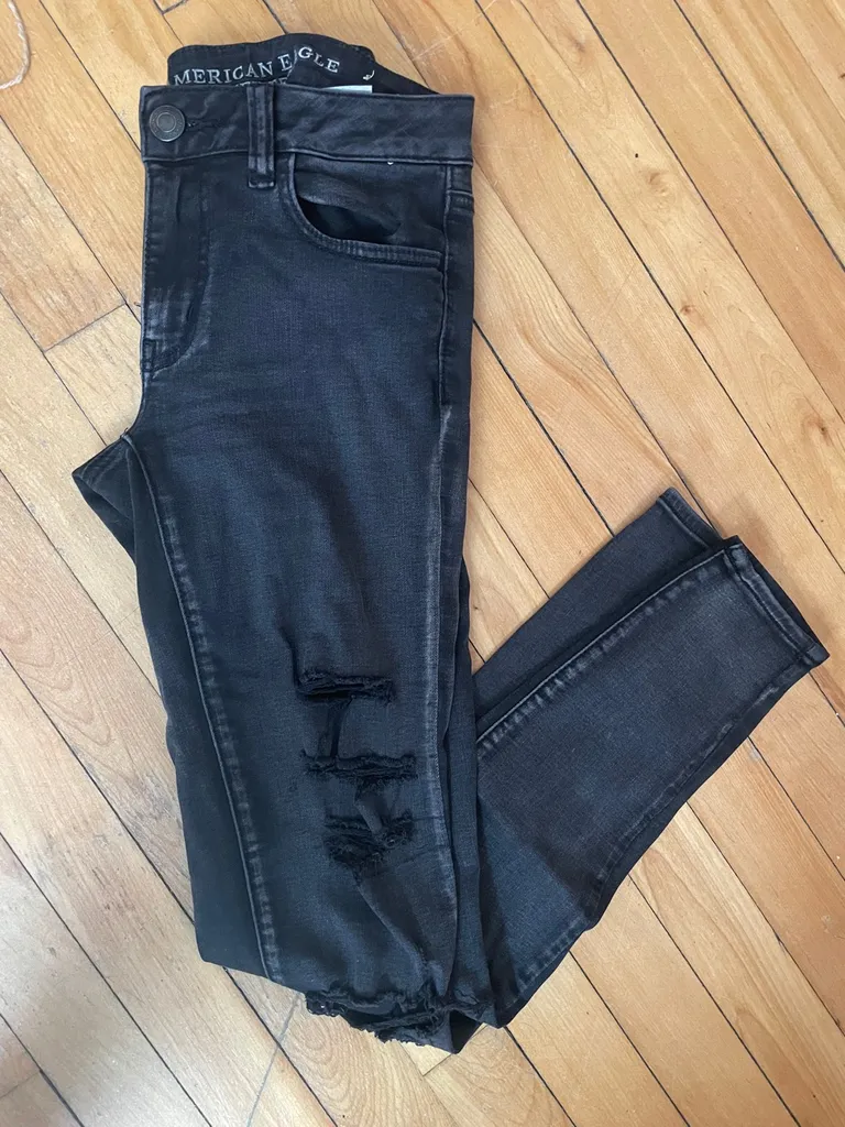 American Eagle Black Ripped Jeggings photo 1