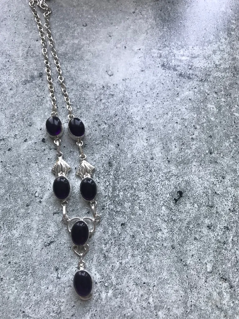 Amethyst Silver Plated Necklace- New photo 1