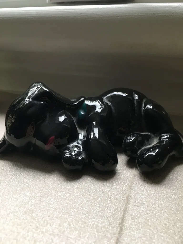 Handpainted Glazed Black Lab Puppy Dog Figurine photo 1